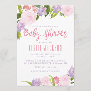 Blumenbaby-Duschen-Einladungwatercolor-Blumen Einladung