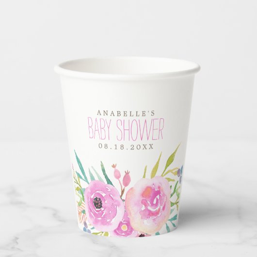 BlumenBaby-Duschplatz Pappbecher (Vorderseite)