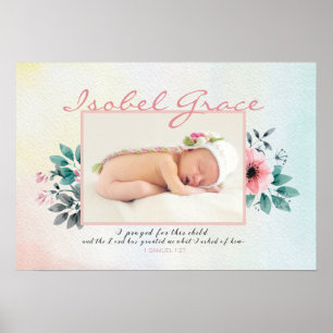 BlumenBaby-Foto-Rahmen mit Bibelverse Poster