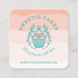 Blumenbacken Cupcake Logo Rosa Ombre Quadratische Visitenkarte