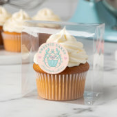 Blumenbacken Cupcake Logo Rosa Runder Aufkleber