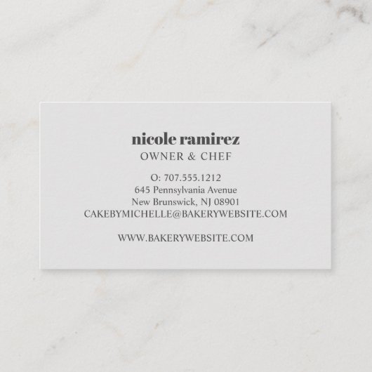 Blumenbacken Rolling Button Cake Design gestreift Visitenkarte (Rückseite)