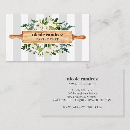 Blumenbacken Rolling Button Cake Design gestreift Visitenkarte (Vorne/Hinten)