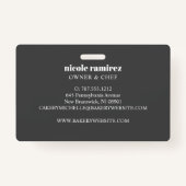 Blumenbäckerei Button Patisserie gestreift Ausweis (Rückseite)