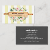 Blumenbäckerei Button Patisserie gestreift Visitenkarte (Vorne/Hinten)