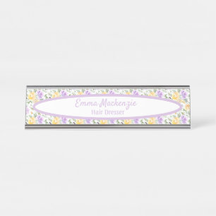 Blumenbahnhof Lila Gelbe Blumen Schild