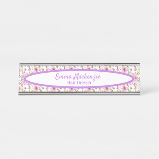 Blumenbahnhof Lila Rosa Blume Schild (Vorderseite )