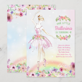 Blumenballerina-Geburtstags-Party Einladungen