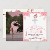Blumenballerina Geburtstagseinladung für Mädchen Einladung (Vorne/Hinten)