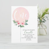 Blumenballon Geburtstagsmädchen Einladung (Stehend Vorderseite)