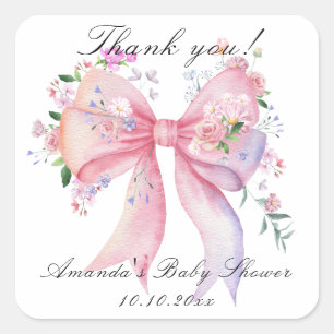 Blumenband Blumen Mädchen Baby Shower Danke Quadratischer Aufkleber