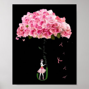 Blumenband Brustkrebs-Bewusstsein Kämpferin Frau Poster