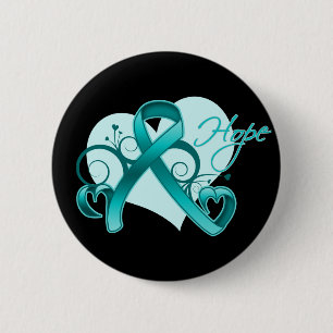 Blumenband-Hoffnung - Eierstockkrebs Button