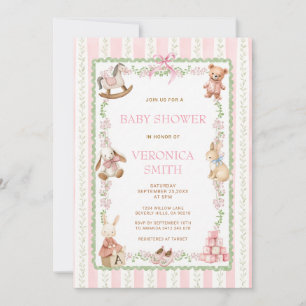 Blumenband Rosa Baby Shower Einladung