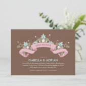 Blumenbanner Girl Babydusche Einladung (Stehend Vorderseite)