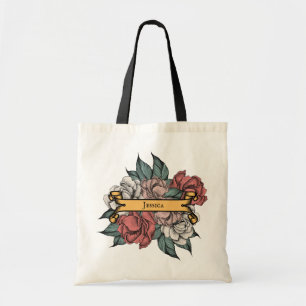 Blumenbanner Rustikale Vintage Rose Kunst, Dichtun Tragetasche