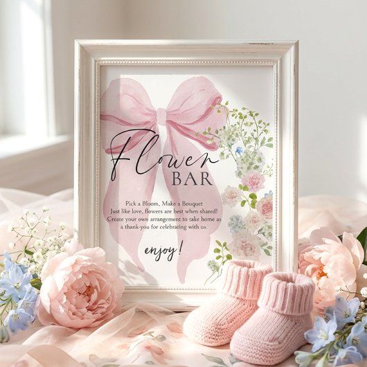 Blumenbar-Baby-Shower-Schild Poster