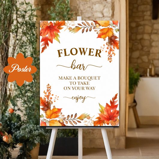 Blumenbar Herbst Boho Floral Brautparty Poster