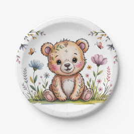 Blumenbär wir können frühzeitig abwarten Baby-Dusc Pappteller