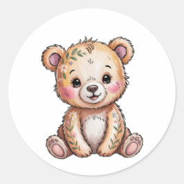 Blumenbär wir können frühzeitig abwarten Baby-Dusc Runder Aufkleber
