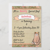 Blumenbär zum Geburtstag Einladung (Vorderseite)