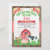 Blumenbarnyard Farm Geburtstagseinladung Einladung (Vorderseite)