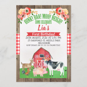 Blumenbarnyard Farm Geburtstagseinladung Einladung