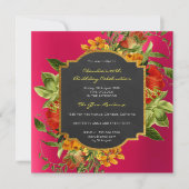 Blumenbarocke Birthday Gold Rahmen Rosa Himbeere Einladung (Vorderseite)