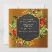 Blumenbarocke Geburtstag Goldene Rahmen Minze Grün Einladung (Vorderseite)