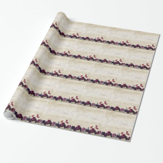 Blumenbatterflies Geschenkpapier (Ungerollt)