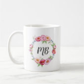 Blumenbäuche werfen Aquarellfarben Monogram-Tasse Kaffeetasse (Links)