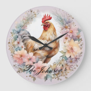 Blumenbauernhof Raster Wall Clock Große Wanduhr