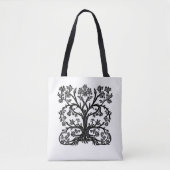Blumenbaum in Schwarz auf Weiß Tasche (Vorderseite)