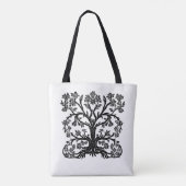 Blumenbaum in Schwarz auf Weiß Tasche (Rückseite)