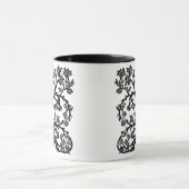 Blumenbaum in Schwarz auf Weiß Tasse (Zentrum)