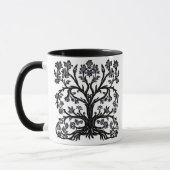 Blumenbaum in Schwarz auf Weiß Tasse (Links)
