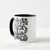 Blumenbaum in Schwarz auf Weiß Tasse (Vorderseite Links)