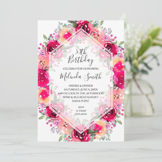 Blumenbäume Einladung zum Geburtstag (Stehend Vorderseite)