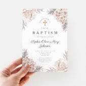 Blumenbäume Gold Cross Girl Religiöse Taufe Einladung