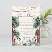 Blumenbäume im Freien laden zum Hochzeitsfeiern ei Einladung (Stehend Vorderseite)