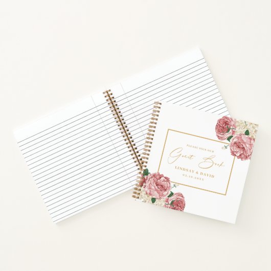 Blumenbäume und Rose Hochzeitshaus Notizblock (Innenseite)