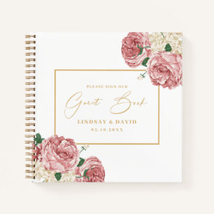 Blumenbäume und Rose Hochzeitshaus Notizblock