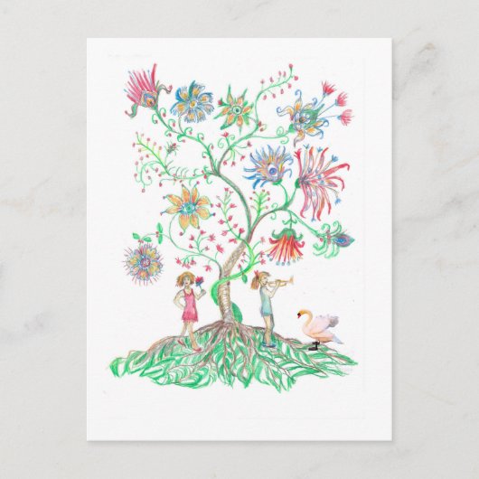 Blumenbaumkunst Postkarte (Vorderseite)