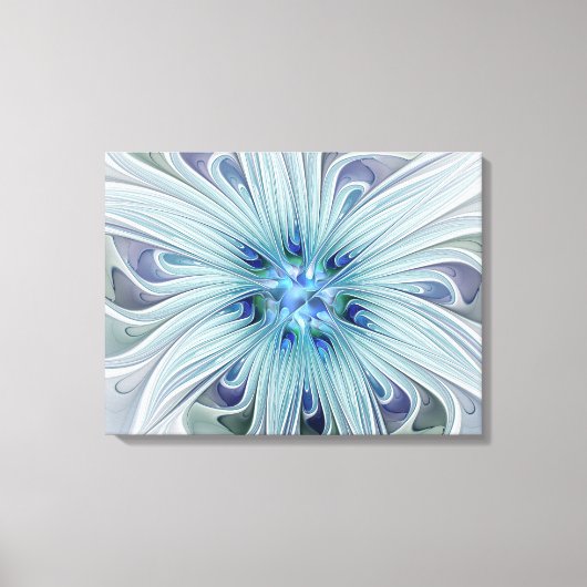 Blumenbeauty Abstrakt Moderne Blaue Blume Triptych Leinwanddruck (Vorderseite)