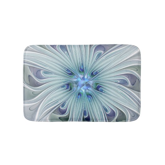 Blumenbeauty Abstrakt Moderne Blaue Pastell Blume Badematte (Vorderseite)