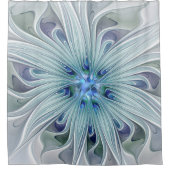 Blumenbeauty Abstrakt Moderne Blaue Pastell Blume Duschvorhang (Vorderseite)