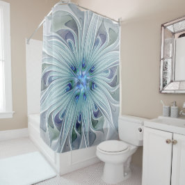 Blumenbeauty Abstrakt Moderne Blaue Pastell Blume Duschvorhang