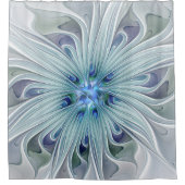 Blumenbeauty Abstrakt Moderne Blaue Pastell Blume Duschvorhang (Vorderseite)