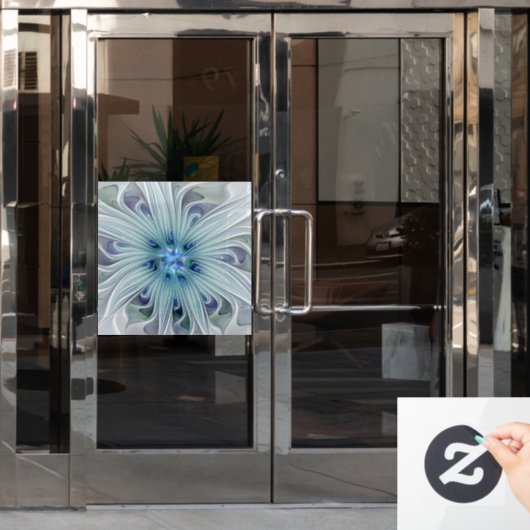Blumenbeauty Abstrakt Moderne Blaue Pastell Blume Fensteraufkleber (Büro Tür)