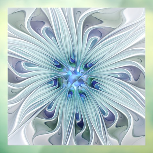 Blumenbeauty Abstrakt Moderne Blaue Pastell Blume Fensteraufkleber (Blatt 3)